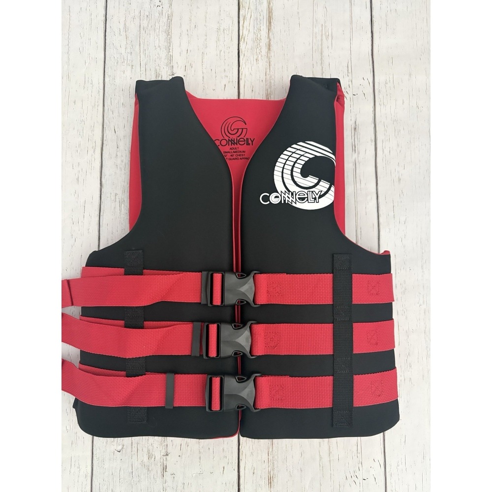 Connelly S/M Men's Neoprene USCG Life Vest Jacket Ski Tube Red Black